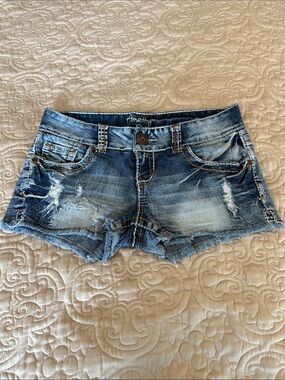 Amethyst Jeans Light Blue Distressed Denim Cutoff Shorts